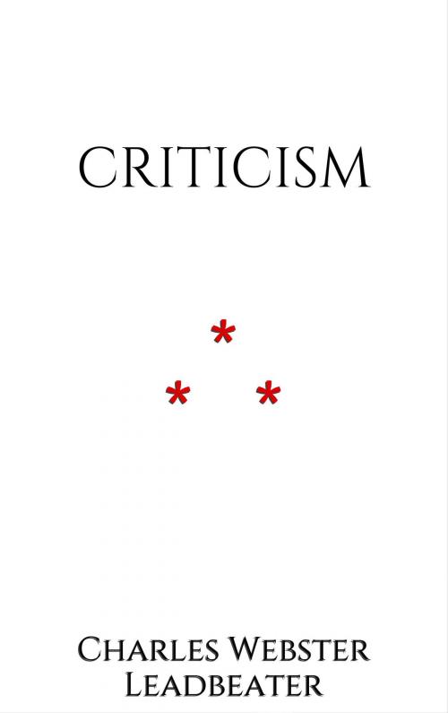 Cover of the book Criticism by Charles Webster Leadbeater, Edition du Phoenix d'Or