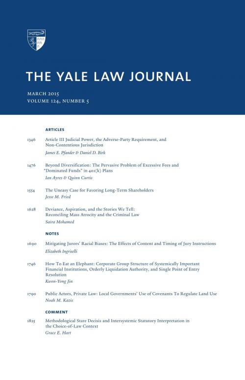 Cover of the book Yale Law Journal: Volume 124, Number 5 - March 2015 by Yale Law Journal, Quid Pro, LLC