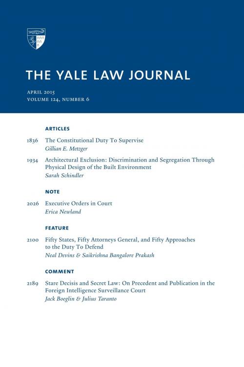 Cover of the book Yale Law Journal: Volume 124, Number 6 - April 2015 by Yale Law Journal, Quid Pro, LLC