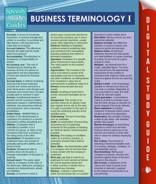 Cover of the book Business Terminology I (Speedy Study Guides) by Speedy Publishing, Speedy Publishing LLC
