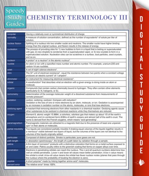 Cover of the book Chemistry Terminology III (Speedy Study Guides) by Speedy Publishing, Speedy Publishing LLC
