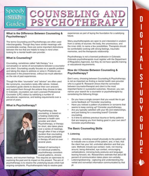 Cover of the book Counseling And Psychotherapy (Speedy Study Guides) by Speedy Publishing, Speedy Publishing LLC