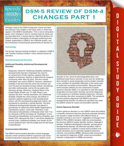 Cover of the book DSM-5 Review of DSM-4 Changes Part I (Speedy Study Guides) by Speedy Publishing, Speedy Publishing LLC