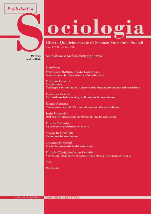 Cover of the book Narcisismo: dagli intrecci narrativi alla clinica del legame di coppia by Vittorio Cigoli, Federica Facchin, Gangemi Editore