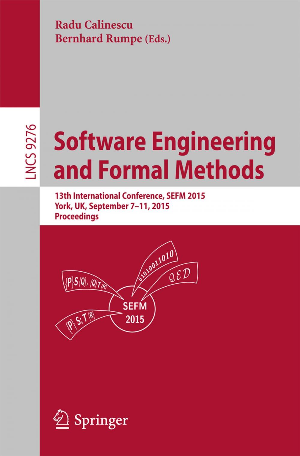 Big bigCover of Software Engineering and Formal Methods