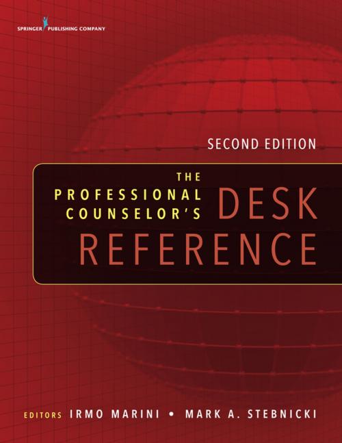 Cover of the book The Professional Counselor's Desk Reference, Second Edition by Mark A. Stebnicki, PhD, LPC, CRC, CCM, Springer Publishing Company