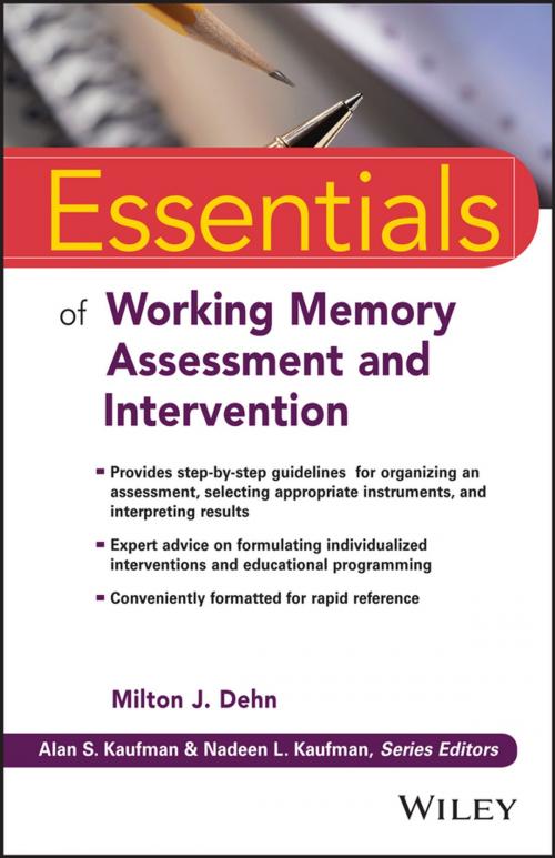 Cover of the book Essentials of Working Memory Assessment and Intervention by Alan S. Kaufman, Nadeen L. Kaufman, Wiley