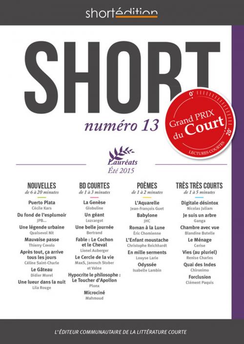 Cover of the book SHORT 13 - Eté 2015 by Auteurs Collectif, Louyse Larie, Didier Morel, . Ganga, shortEdition