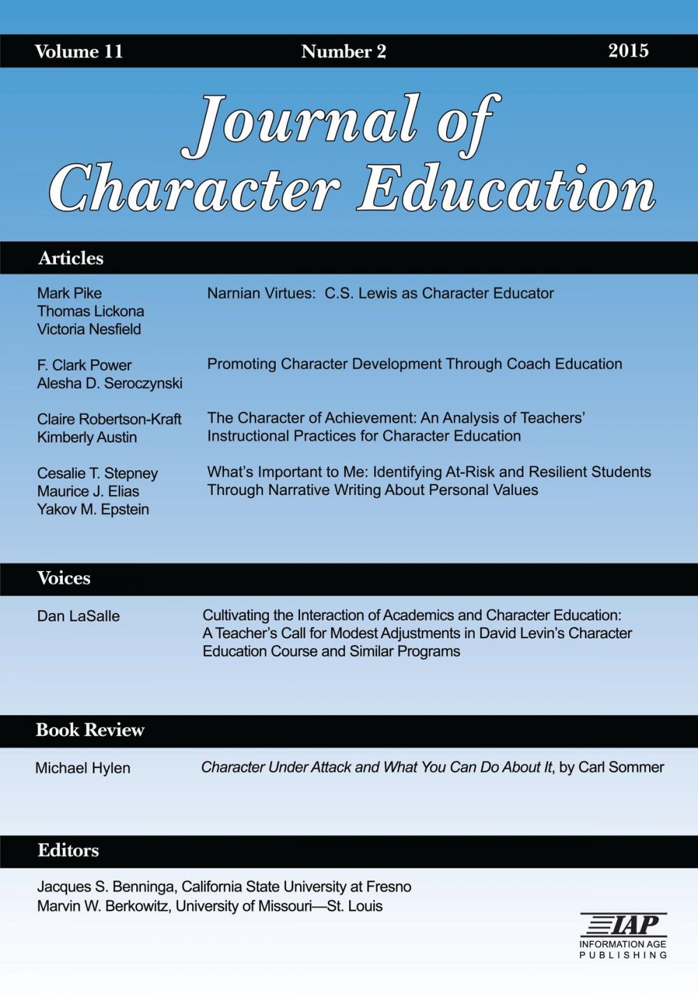 Big bigCover of Journal of Character Education Issue