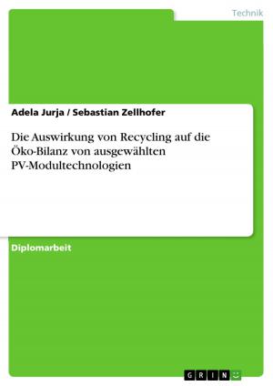 Cover of the book Die Auswirkung von Recycling auf die Öko-Bilanz von ausgewählten PV-Modultechnologien by Alexander Christian Pape