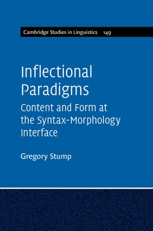 Cover of the book Inflectional Paradigms by Gregory Stump, Cambridge University Press