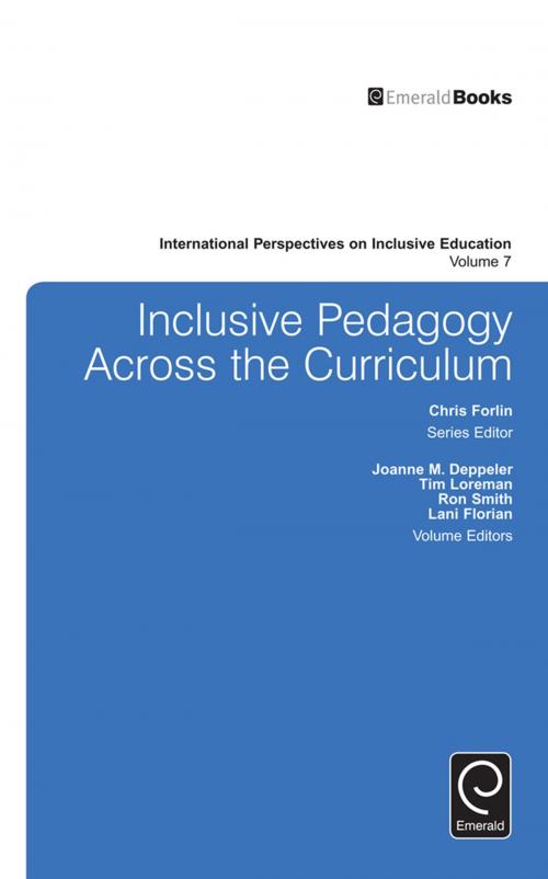 Cover of the book Inclusive Pedagogy Across the Curriculum by Joanne Deppeler, Tim Loreman, Lani Florian, Ron Smith, Emerald Group Publishing Limited