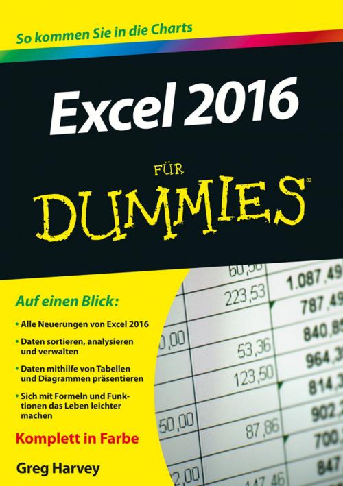 Cover of the book Excel 2016 für Dummies by Greg Harvey, Wiley