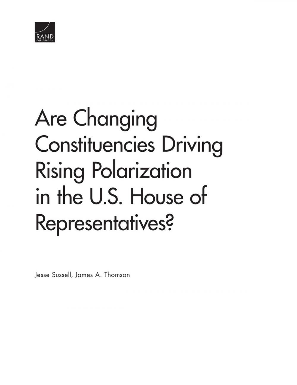 Big bigCover of Are Changing Constituencies Driving Rising Polarization in the U.S. House of Representatives?