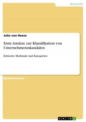 Cover of the book Erste Ansätze zur Klassifikation von Unternehmensskandalen by Tamara Rachbauer