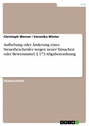 Cover of the book Aufhebung oder Änderung eines Steuerbescheides wegen neuer Tatsachen oder Beweismittel. § 173 Abgabenordnung by Thomas Müller