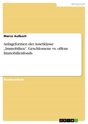 Cover of the book Anlageformen der Assetklasse 'Immobilien'. Geschlossene vs. offene Immobilienfonds by Kristina Bonn