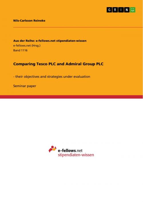 Cover of the book Comparing Tesco PLC and Admiral Group PLC by Nils-Carlsson Reineke, GRIN Verlag