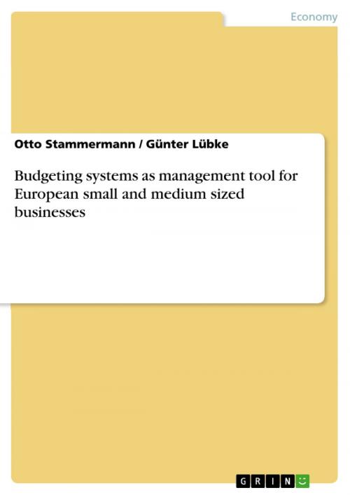 Cover of the book Budgeting systems as management tool for European small and medium sized businesses by Otto Stammermann, Günter Lübke, GRIN Publishing