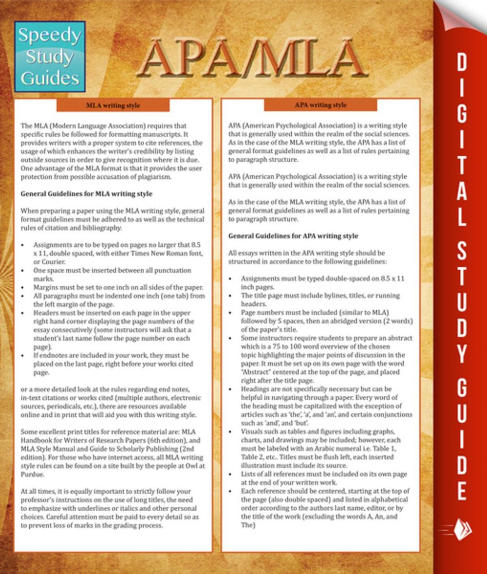 Big bigCover of APA/MLA Guidelines (Speedy Study Guides)
