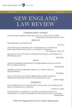 Cover of New England Law Review: Volume 48, Number 1 - Fall 2013