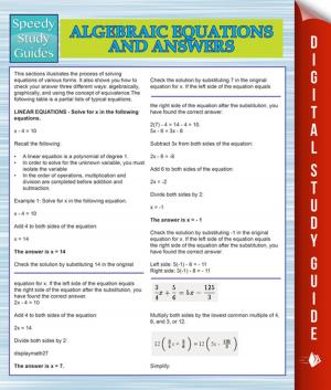 Cover of the book Algebraic Equations And Answers (Speedy Study Guides) by Baby Professor