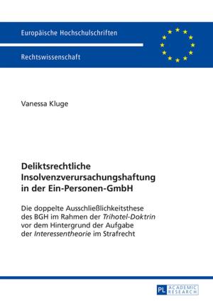 Cover of the book Deliktsrechtliche Insolvenzverursachungshaftung in der Ein-Personen-GmbH by Sylvia Witt