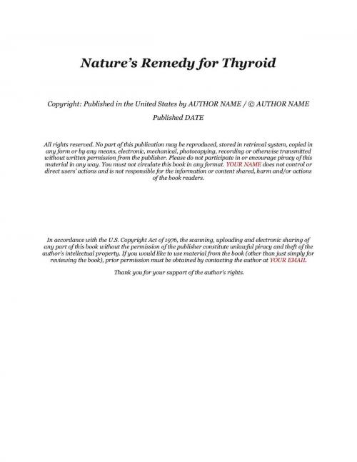 Cover of the book Nature’s Remedy for Thyroid by Carol Thomas, Carol Thomas