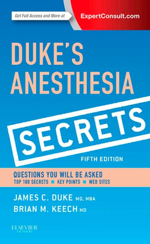 Cover of the book Duke's Anesthesia Secrets E-Book by James Duke, MD, MBA, Elsevier Health Sciences