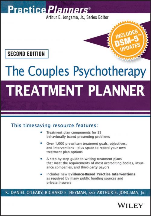 Cover of the book The Couples Psychotherapy Treatment Planner, with DSM-5 Updates by K. Daniel O'Leary, Richard E. Heyman, Arthur E. Jongsma Jr., Wiley