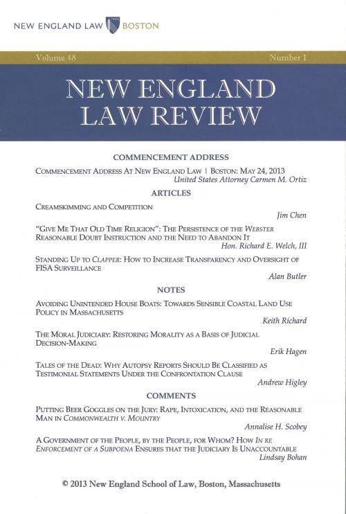 Cover of the book New England Law Review: Volume 48, Number 1 - Fall 2013 by New England Law Review, Quid Pro, LLC