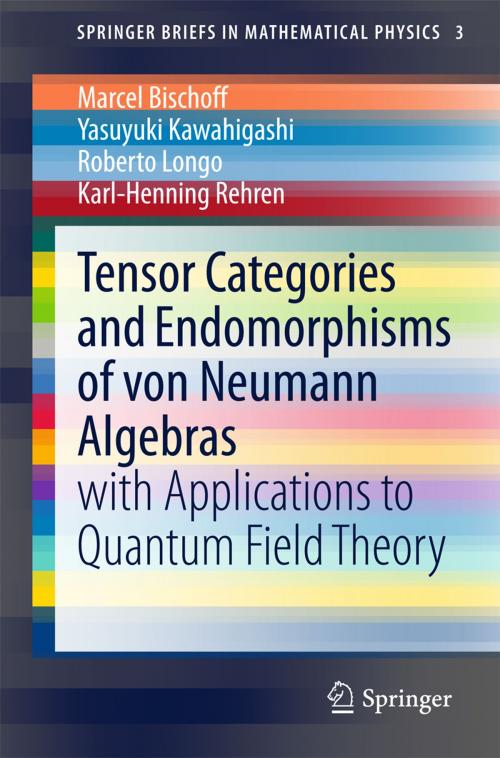 Cover of the book Tensor Categories and Endomorphisms of von Neumann Algebras by Marcel Bischoff, Yasuyuki Kawahigashi, Roberto Longo, Karl-Henning Rehren, Springer International Publishing