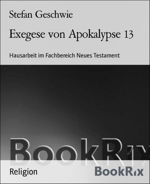 Cover of the book Exegese von Apokalypse 13 by Stefan Geschwie, BookRix