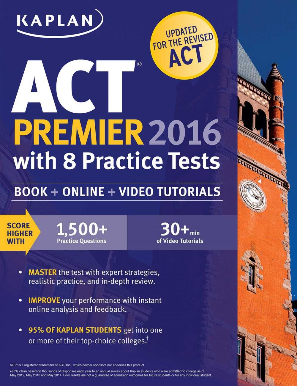 Big bigCover of Kaplan ACT Premier 2016 with 8 Practice Tests
