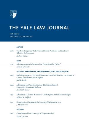 Cover of Yale Law Journal: Volume 124, Number 8 - June 2015