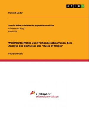 Cover of the book Wohlfahrtseffekte von Freihandelsabkommen. Eine Analyse des Einflusses der 'Rules of Origin' by Ashima Garg, Sachin Bagga
