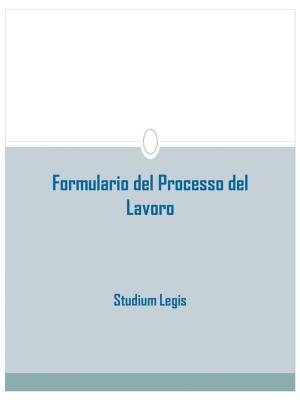 Book cover of Formulario del Processo del Lavoro