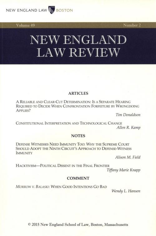 Cover of the book New England Law Review: Volume 49, Number 2 - Winter 2015 by New England Law Review, Quid Pro, LLC
