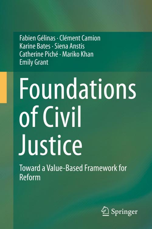 Cover of the book Foundations of Civil Justice by Fabien Gélinas, Clément Camion, Karine Bates, Siena Anstis, Catherine Piché, Mariko Khan, Emily Grant, Springer International Publishing