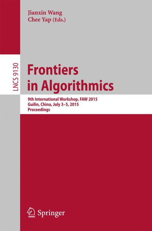 Cover of the book Frontiers in Algorithmics by , Springer International Publishing