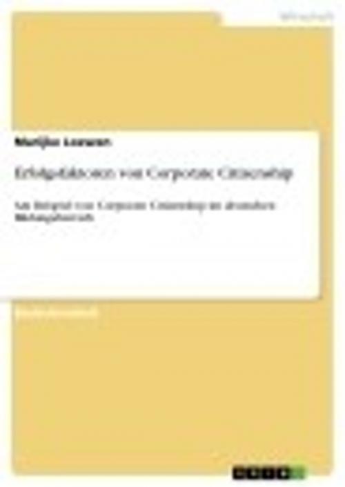 Cover of the book Erfolgsfaktoren von Corporate Citizenship by Marijke Loewen, GRIN Verlag