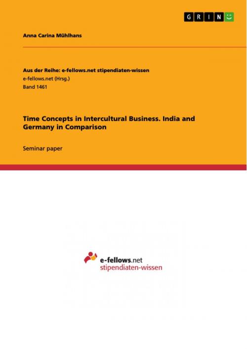 Cover of the book Time Concepts in Intercultural Business. India and Germany in Comparison by Anna Carina Mühlhans, GRIN Verlag