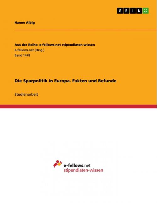 Cover of the book Die Sparpolitik in Europa. Fakten und Befunde by Hanne Albig, GRIN Verlag