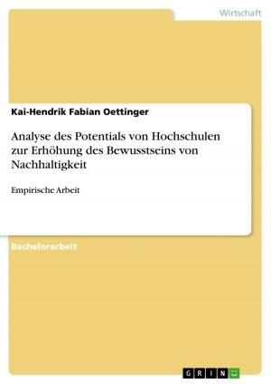 Cover of the book Analyse des Potentials von Hochschulen zur Erhöhung des Bewusstseins von Nachhaltigkeit by Yvonne Rudolph