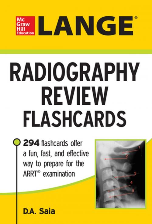 Cover of the book LANGE Radiography Review Flashcards by D.A. Saia, McGraw-Hill Education
