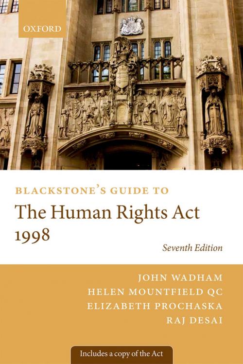 Cover of the book Blackstone's Guide to the Human Rights Act 1998 by John Wadham, Elizabeth Prochaska, Elizabeth Prochaska, Raj Desai, Helen Mountfield QC, OUP Oxford