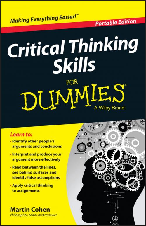 Cover of the book Critical Thinking Skills For Dummies by Martin Cohen, Wiley