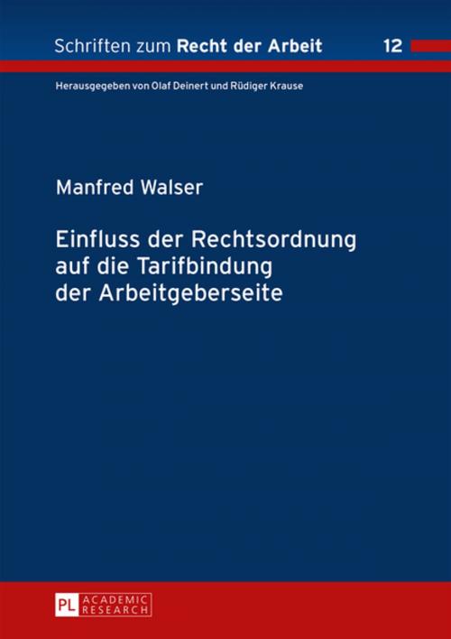 Cover of the book Einfluss der Rechtsordnung auf die Tarifbindung der Arbeitgeberseite by Manfred Walser, Peter Lang
