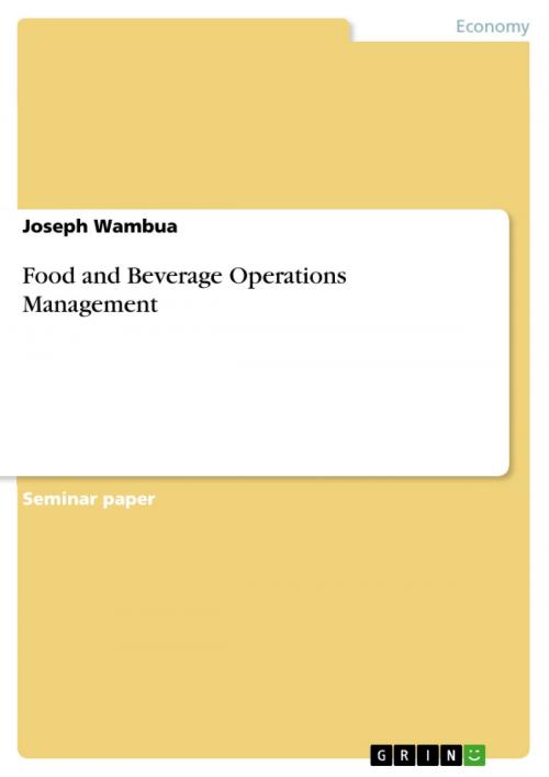 Cover of the book Food and Beverage Operations Management by Joseph Wambua, GRIN Verlag