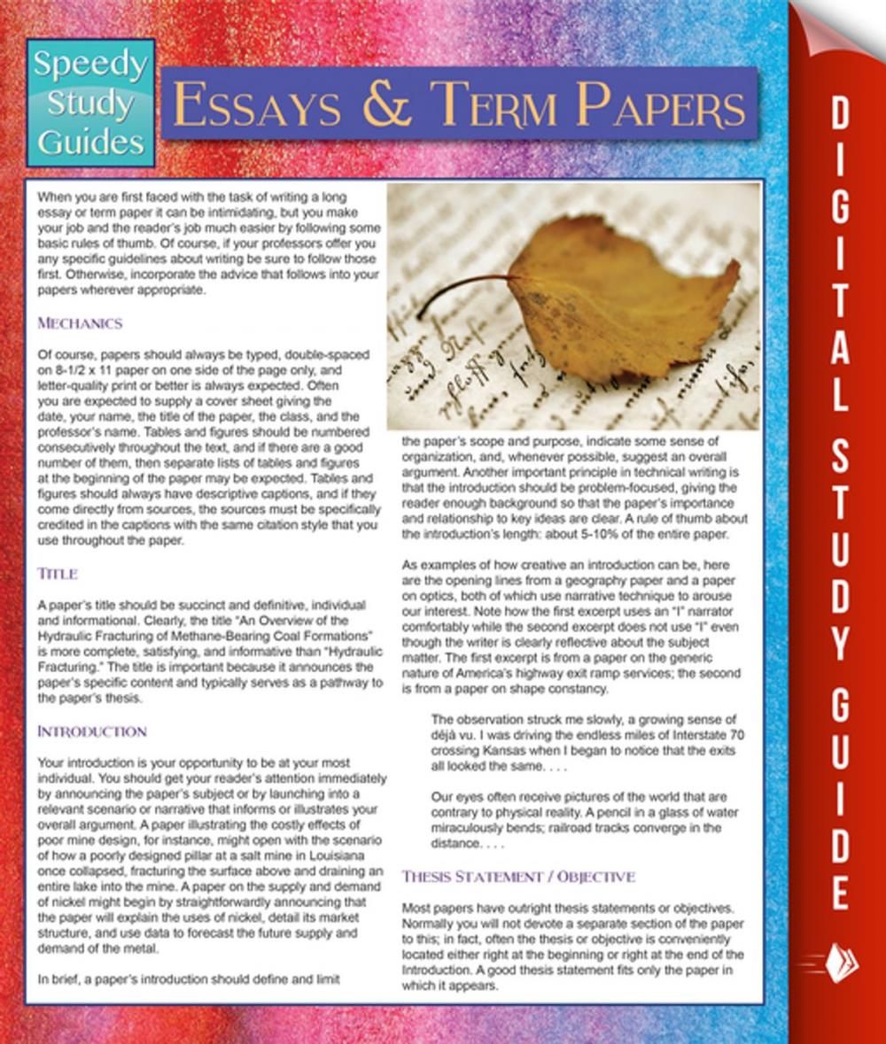 Big bigCover of Essays And Term Papers (Speedy Study Guides)